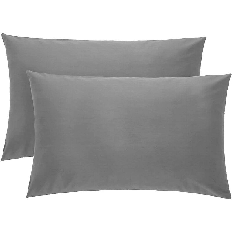 foto del prodotto klulk coppia federe grigio 100 cotone, 52 x 82 cm, set di 2 cuscino letto, chiusura a busta, tinta unita, made in italy