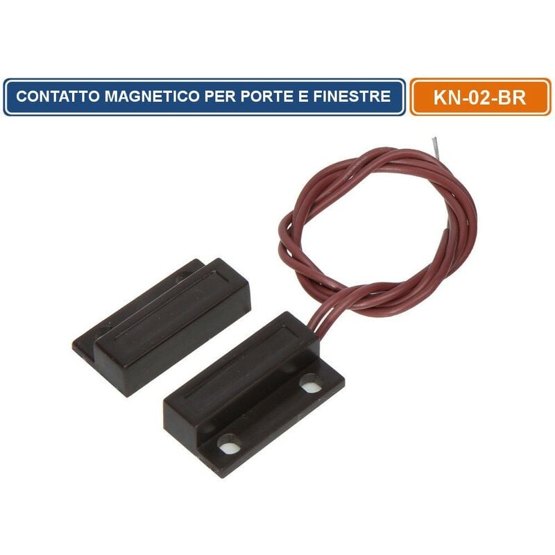 foto del prodotto kn 02br sensore magnetico filare per porte e finestre antifurto da interno marrone
