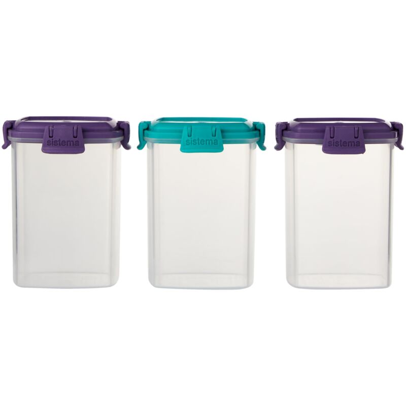 immagine 0 del prodotto knick knack pack to go di medie dimensioni contenitori impilabili con coperchi 138 ml senza bpa coperchi verdi, blu e viola 3 pezzi sistema