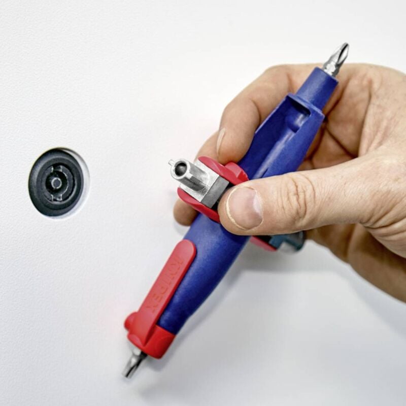 foto del prodotto knipex 00 11 07 chiave universale per quadri ed armadi elettrici, forma a penna per tutti i sistemi di chiusura pi comuni 145 mm confezione