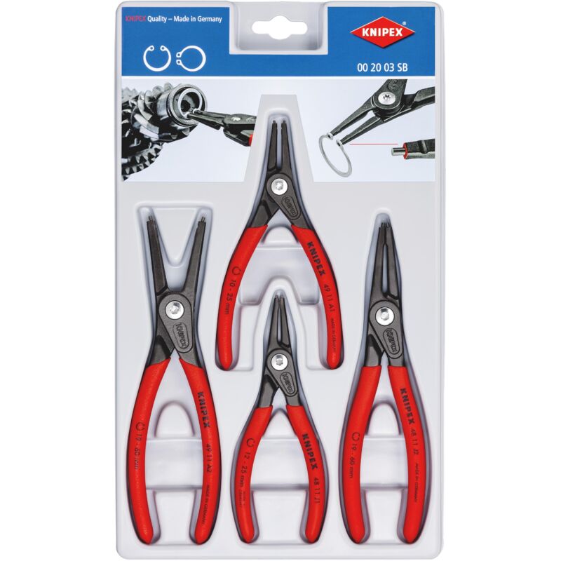 foto del prodotto knipex 00 20 03 sb assortimento di pinze di precisione per anelli di sicurezza 4 pezzi