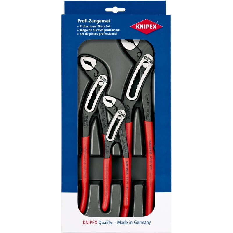 foto del prodotto knipex 00 20 09 v03 assortimento alligator 1 x 88 01 180, 1 x 88 01 250, 1 x 88 01 300 confezione self service blister 