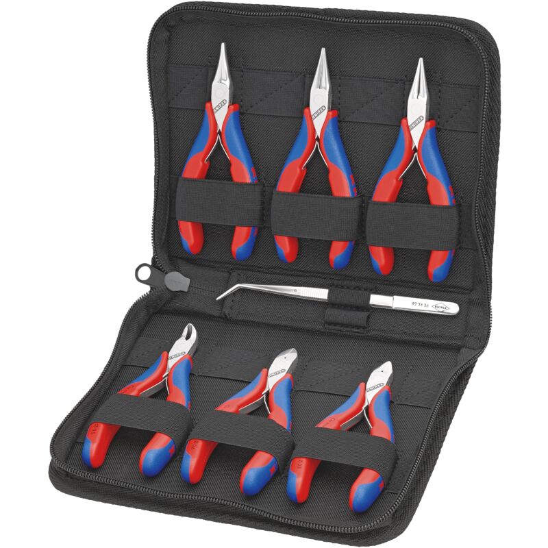 foto del prodotto knipex 00 20 16 astuccio con pinze per elettronica con utensili per impiego su componenti elettronici 7 pezzi