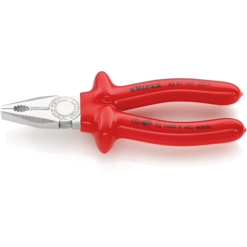 foto del prodotto knipex 03 07 180 pinza universale isolati ad immersione, collaudati vde cromata 180 mm