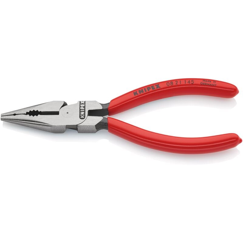 foto del prodotto knipex 08 21 145 pinza universale con testa a punta rivestiti in resina sintetica bonderizzata nera 145 mm