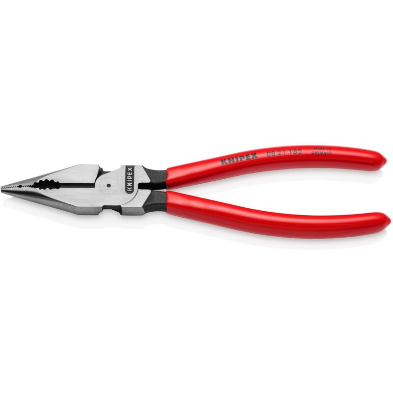 foto del prodotto knipex 08 21 185 pinza universale con testa a punta rivestiti in resina sintetica bonderizzata nera 185 mm