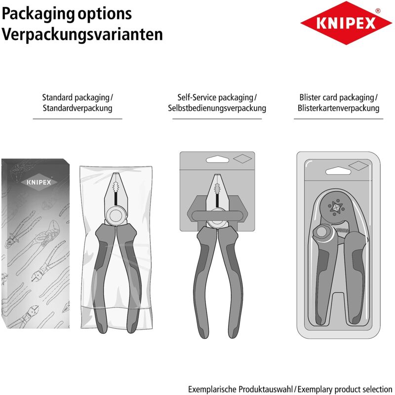 foto del prodotto knipex 08 22 185 sb pinza universale con testa a punta rivestiti in materiale bicomponente bonderizzata nera 185 mm