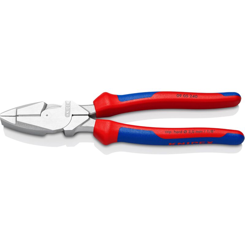 foto del prodotto knipex 09 05 240 pinza universale tipo forte lineman s pliers modello americano rivestiti in materiale bicomponente cromata 240 mm