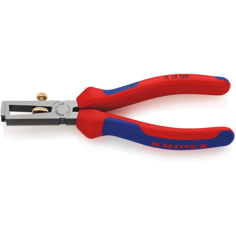 foto del prodotto knipex 11 12 160 pinza spelacavi universali rivestiti in materiale bicomponente bonderizzata nera 160 mm