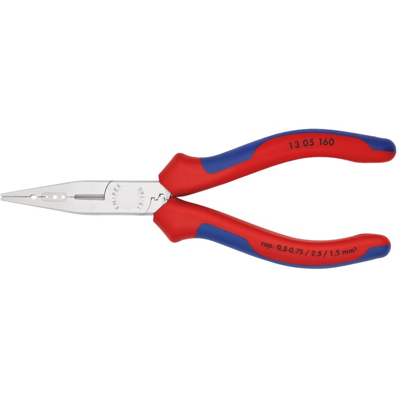 foto del prodotto knipex 13 05 160 pinza combinata per elettricisti e cablatori rivestiti in materiale bicomponente cromata 160 mm