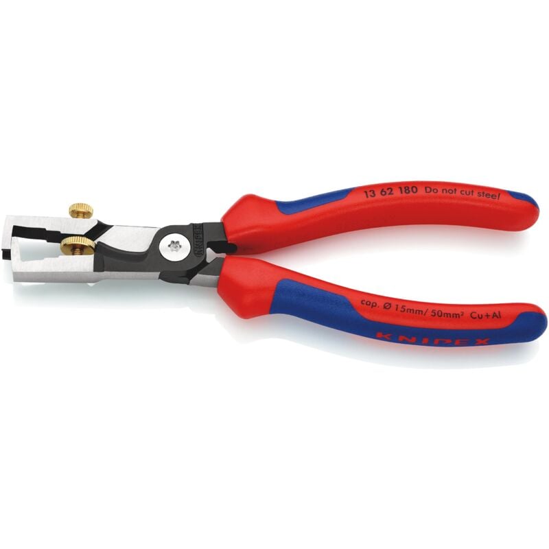 foto del prodotto knipex 13 62 180 strix pinze spelacavi con cesoia per cavo rivestiti in materiale bicomponente bonderizzata nera 180 mm