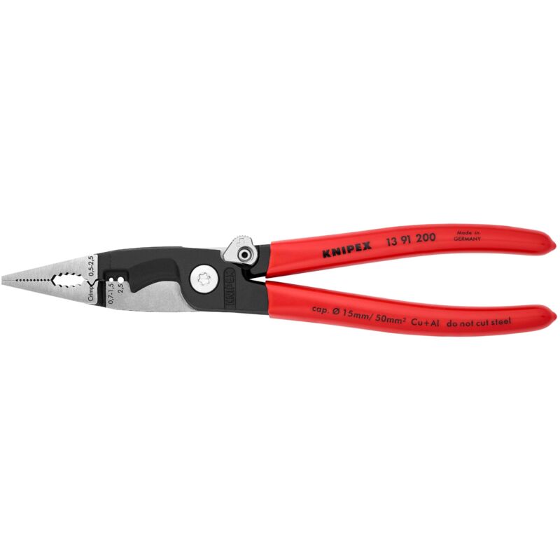 foto del prodotto knipex 13 91 200 pinza per elettroinstallazioni rivestiti in resina sintetica bonderizzata nera 200 mm