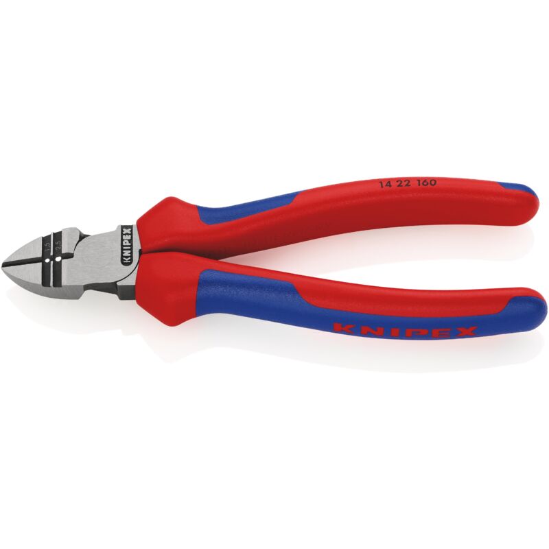 immagine 0 del prodotto knipex 14 22 160 tronchese laterale con spelacavi rivestiti in materiale bicomponente bonderizzata nera 160 mm