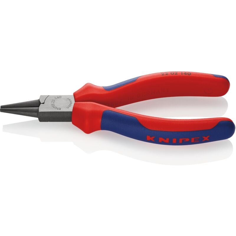 foto del prodotto knipex 22 02 140 pinza a becchi tondi rivestiti in materiale bicomponente bonderizzata nera 140 mm