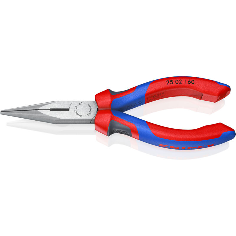 foto del prodotto knipex 25 02 160 pinza per meccanica con becchi mezzotondi con tronchese pinza per radiotecnici con manici comfort atramentata nera 160 mm