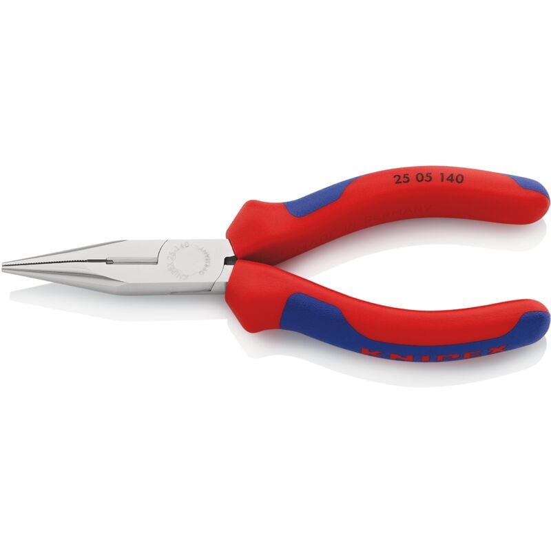 foto del prodotto knipex 25 05 140 pinza per meccanica con becchi mezzotondi con tronchese pinza per radiotecnici rivestiti in materiale bicomponente cromata 140