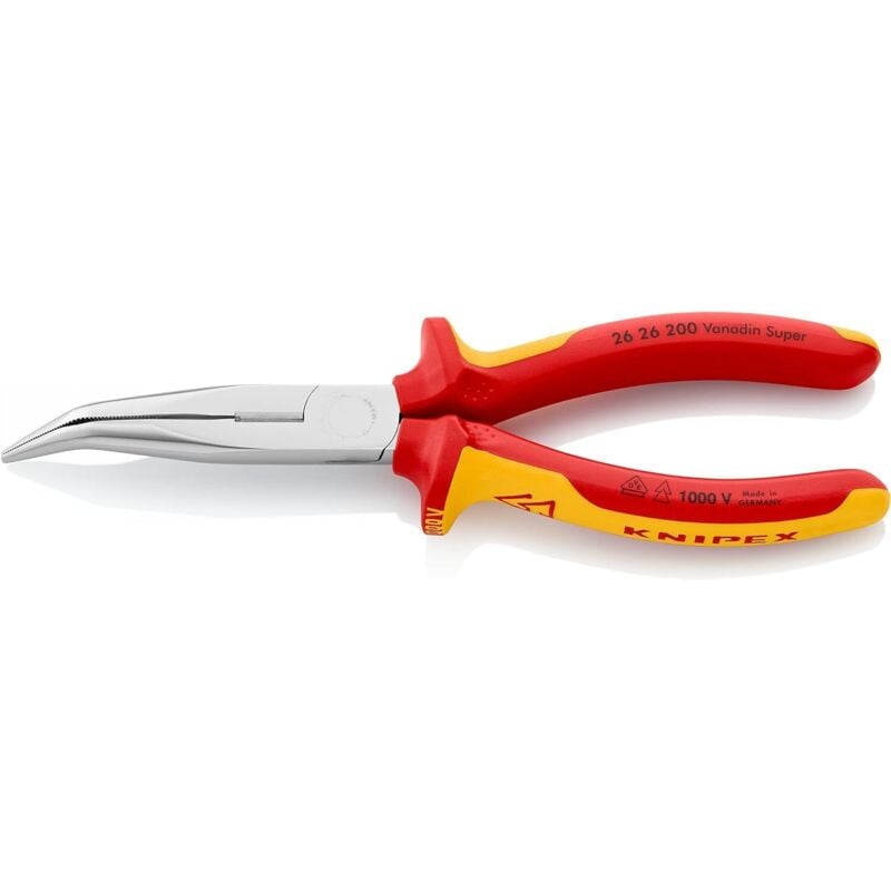 foto del prodotto knipex 26 26 200 sb pinza per meccanica con becchi mezzotondi con tronchese pinza a becchi di cicogna isolati con manici rivestiti in materiale