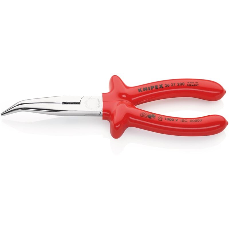 foto del prodotto knipex 26 27 200 pinza per meccanica con becchi mezzotondi con tronchese pinza a becchi di cicogna isolati ad immersione, collaudati vde