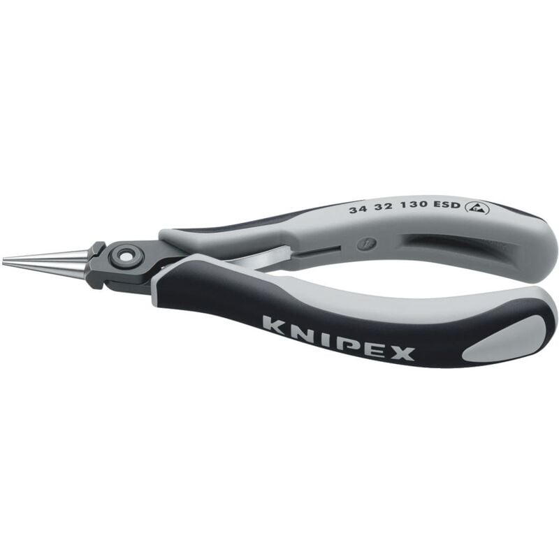 foto del prodotto knipex 34 32 130 esd pinza di precisione speciale per elettronica esd rivestiti in materiale bicomponente brunita 135 mm