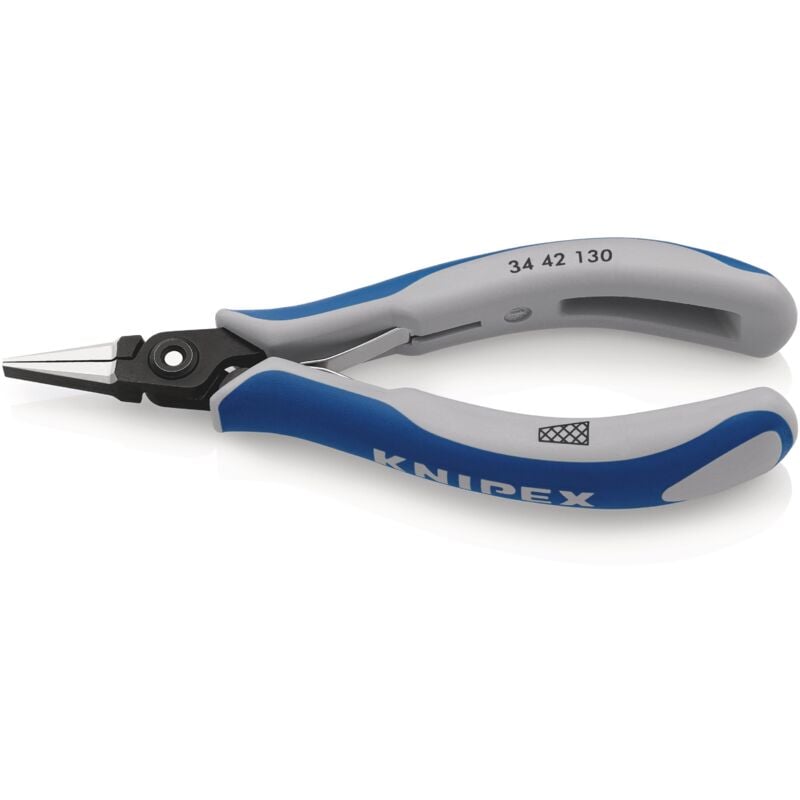 foto del prodotto knipex 34 42 130 pinza di precisione speciale per elettronica con manici multicomponente brunita 130 mm