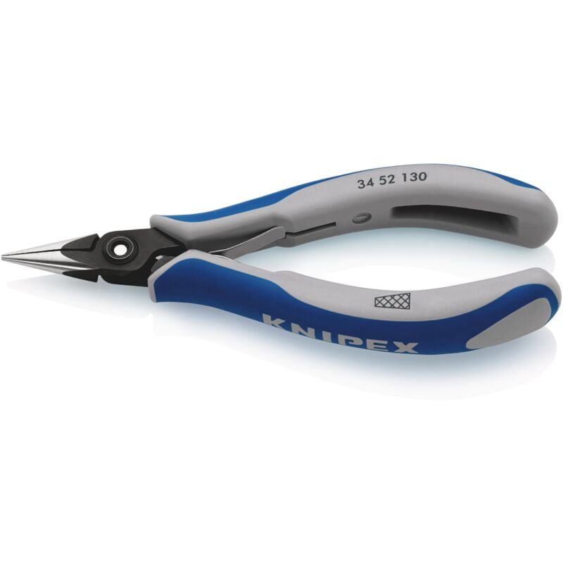 foto del prodotto knipex 34 52 130 pinza di precisione speciale per elettronica rivestiti in materiale bicomponente brunita 130 mm