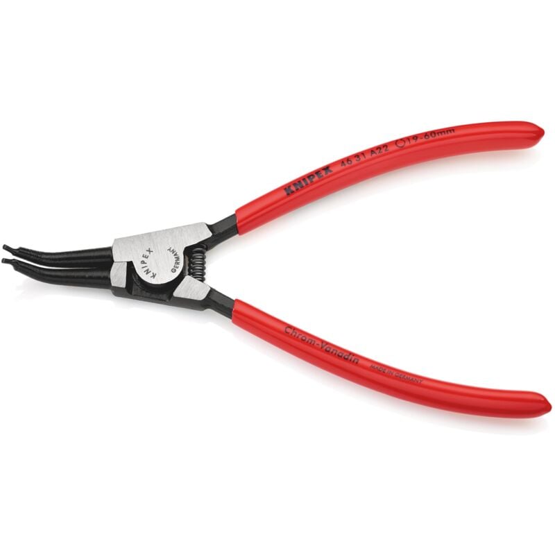 foto del prodotto knipex 46 31 a22 pinza per anelli di sicurezza per anelli di sicurezza esterni su alberi angolazione a 45 rivestiti in resina sintetica