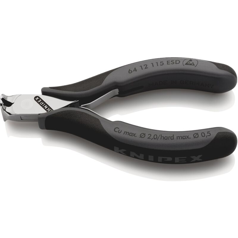 foto del prodotto knipex 64 12 115 esd tronchese per elettronica esd con tagliente frontale rivestiti in materiale bicomponente 115 mm