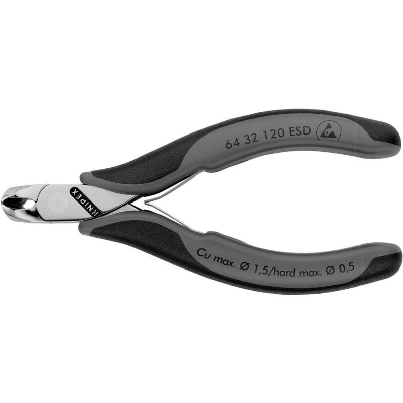 foto del prodotto knipex 64 32 120 esd elettronica e meccanica di precisione tronchese con tagliente frontale con sfaccettatura 120 mm