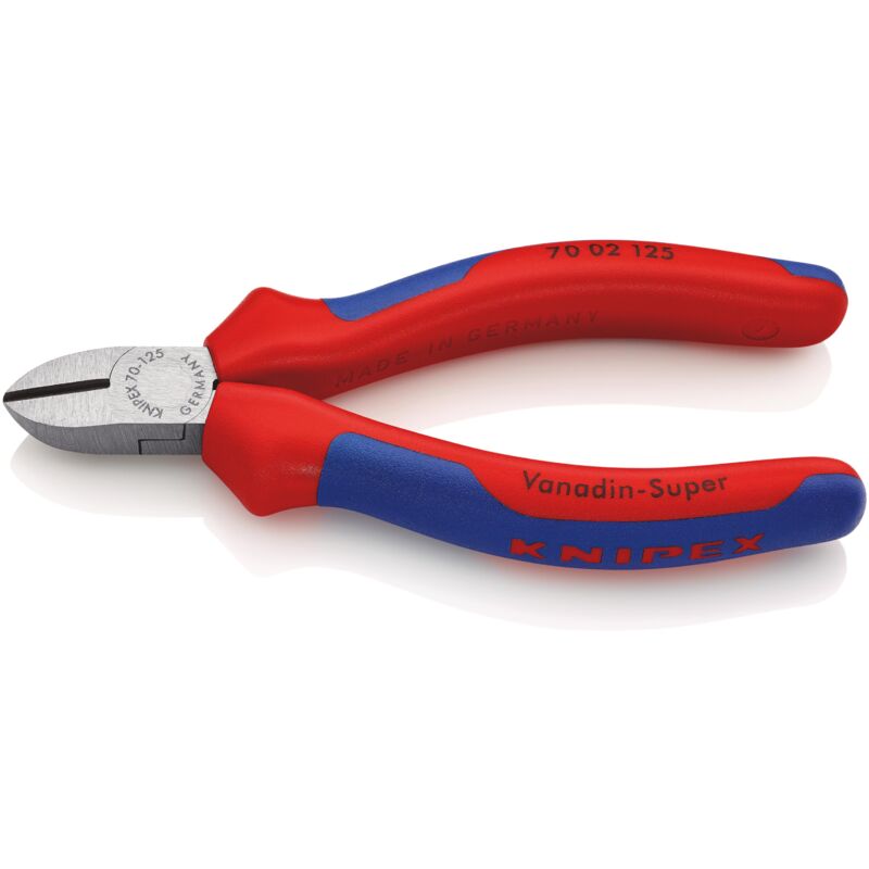foto del prodotto knipex 70 02 125 tronchese laterale per meccanica rivestiti in materiale bicomponente bonderizzata nera 125 mm