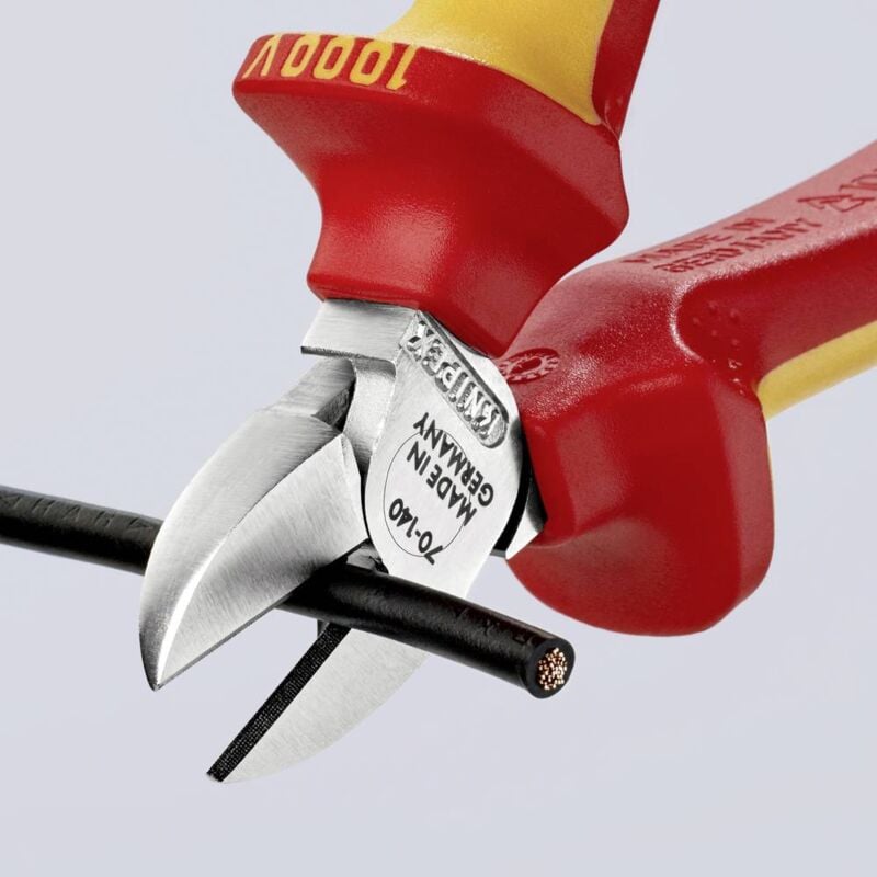 foto del prodotto knipex 70 06 140 vde tronchese laterale con sfaccettatura 140 mm