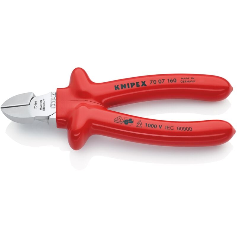 foto del prodotto knipex 70 07 160 tronchese laterale per meccanica isolati ad immersione, collaudati vde cromata 160 mm