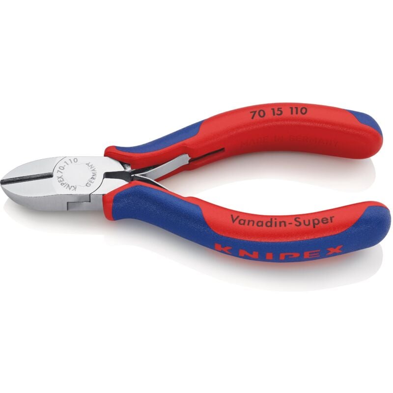 foto del prodotto knipex 70 15 110 tronchese laterale per meccanica rivestiti in materiale bicomponente cromata 110 mm