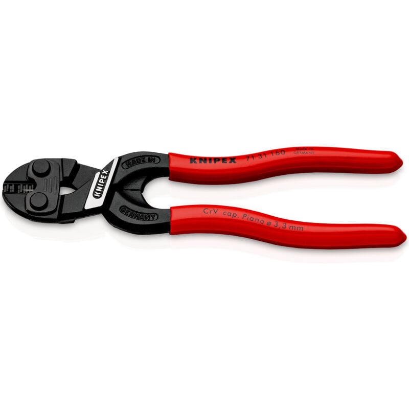 foto del prodotto knipex 71 31 160 cobolt s tronchesi a doppia leva con incavo nella lama rivestiti in resina sintetica atramentata nera 160 mm
