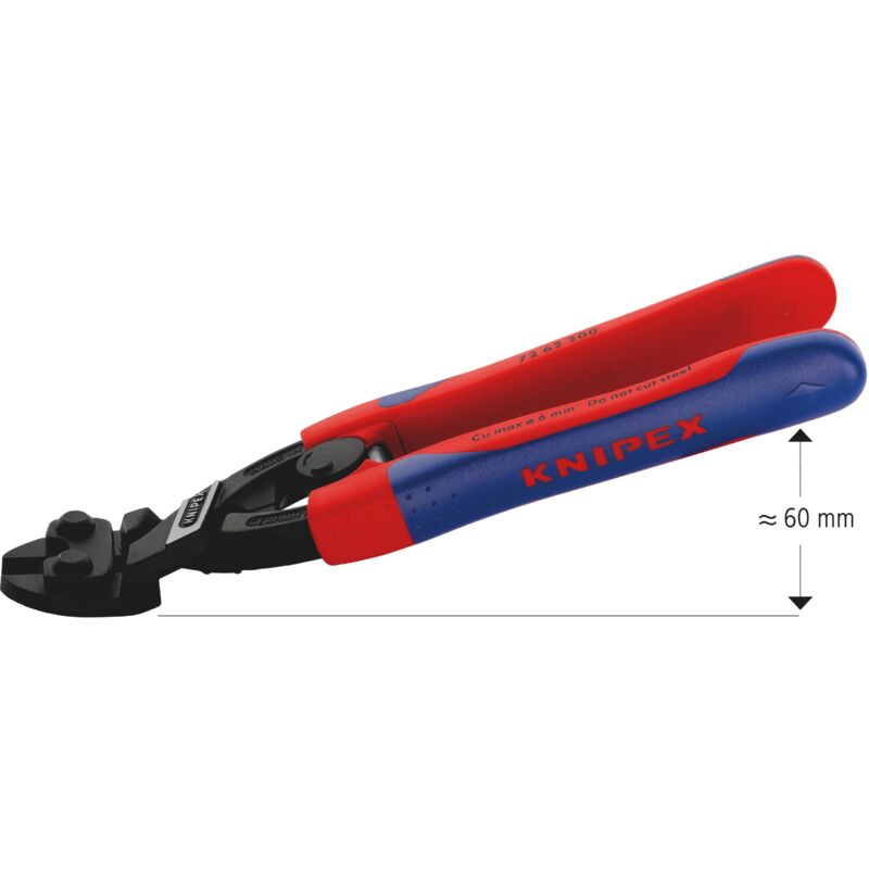 foto del prodotto knipex 72 62 200 tronchese per taglio raso tipo forte per metalli teneri e plastica rivestiti in materiale bicomponente, forma affusolata