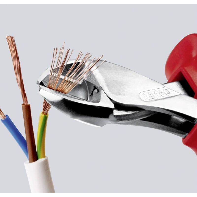 foto del prodotto knipex 73 05 160 x-cut tronchese laterale compatto a grande forza di taglio con manici multicomponente cromata 160 mm