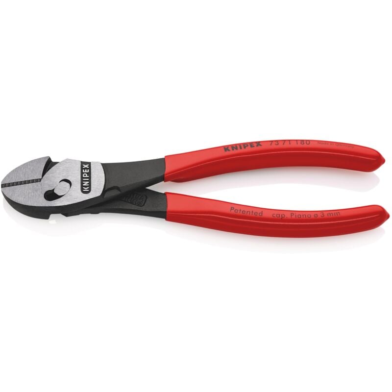 foto del prodotto knipex 73 71 180 twinforce tronchesi laterale ad alta prestazione rivestiti in resina sintetica bonderizzata nera 180 mm