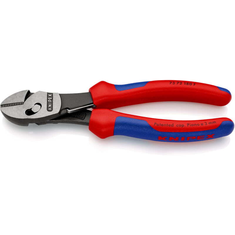 foto del prodotto knipex 73 72 180 f twinforce tronchesi laterale ad alta prestazione con molla di apertura con manici multicomponente atramentata nera 180 mm