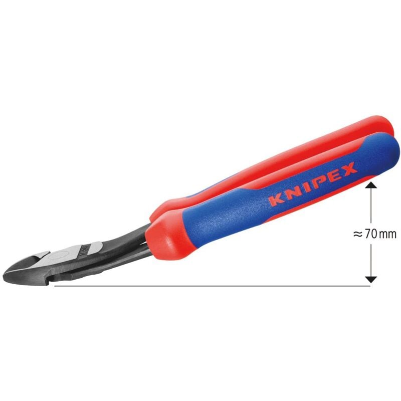 foto del prodotto knipex 74 22 200 tronchese laterale per meccanica tipo forte rivestiti in materiale bicomponente bonderizzata nera 200 mm