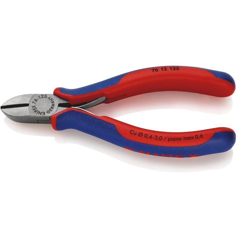 foto del prodotto knipex 76 12 125 tronchese laterale per meccanica per elettromeccanica rivestiti in materiale bicomponente bonderizzata nera 125 mm
