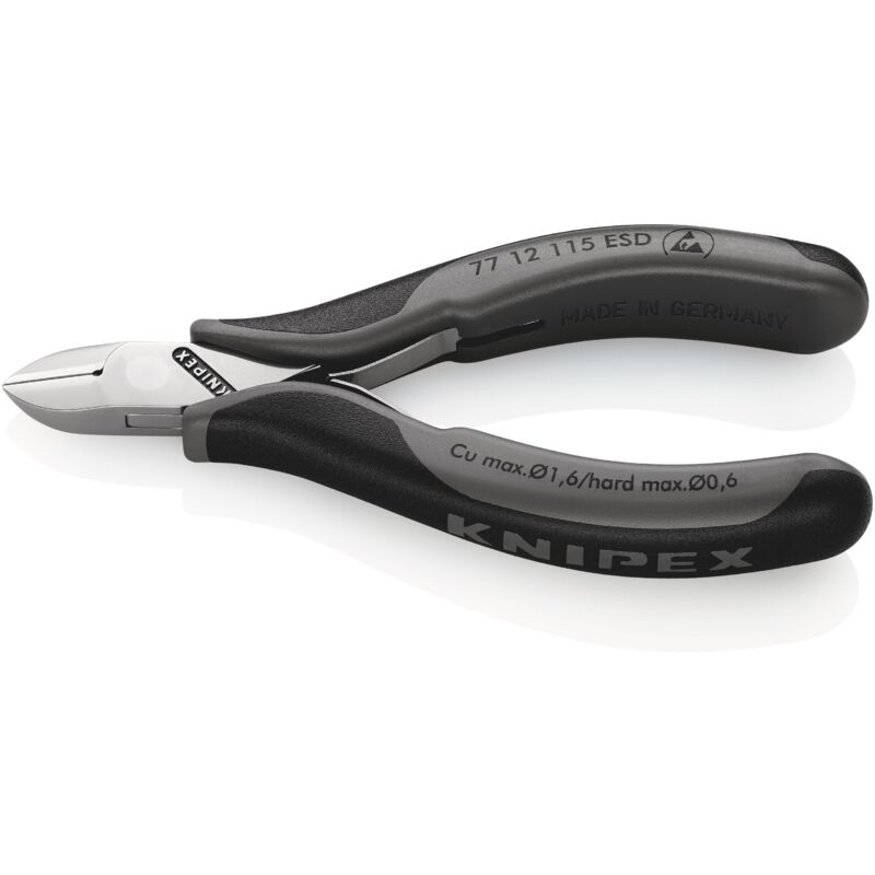foto del prodotto knipex 77 12 115 esd tronchesi laterali per elettronica esd rivestiti in materiale bicomponente 115 mm