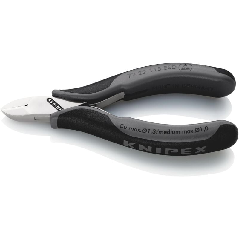 foto del prodotto knipex 77 22 115 esd tronchesi laterali per elettronica esd rivestiti in materiale bicomponente 115 mm