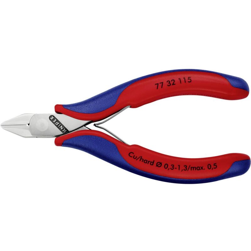 foto del prodotto knipex 77 32 115 elettronica e meccanica di precisione tronchese laterale con sfaccettatura 115 mm