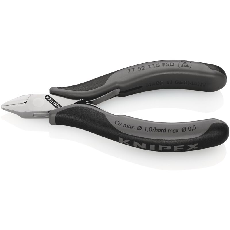 foto del prodotto knipex 77 52 115 esd tronchesi laterali per elettronica esd rivestiti in materiale bicomponente 115 mm