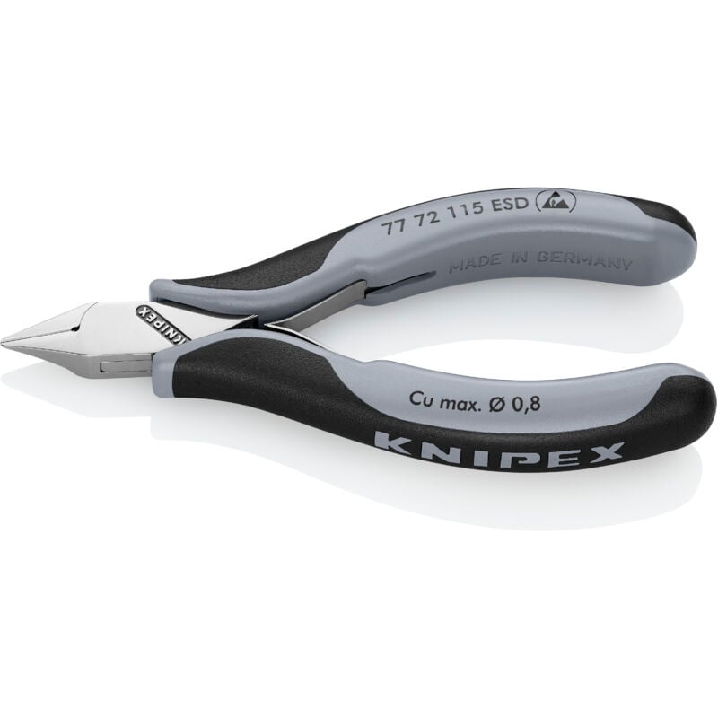 foto del prodotto knipex 77 72 115 esd tronchesi laterali per elettronica esd con cerniera passante con manici multicomponente 115 mm