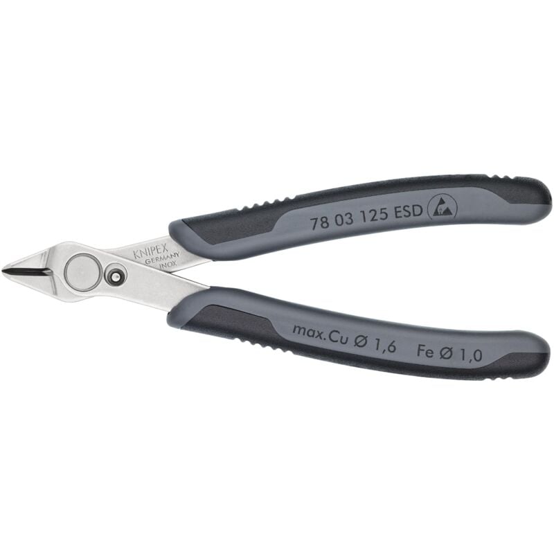 foto del prodotto knipex 78 03 125 esd electronic super knips esd rivestiti in materiale bicomponente 125 mm