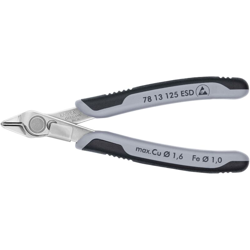 foto del prodotto knipex 78 13 125 esd electronic super knips esd rivestiti in materiale bicomponente 125 mm
