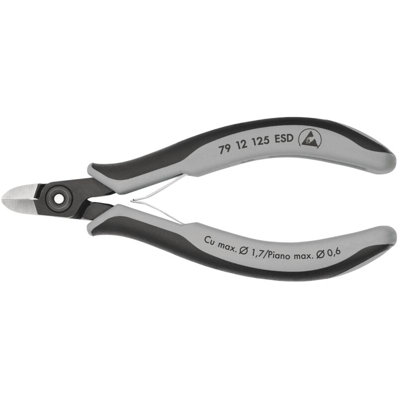 foto del prodotto knipex 79 12 125 esd tronchese laterale di precisione per elettronica esd rivestiti in materiale bicomponente brunita 125 mm