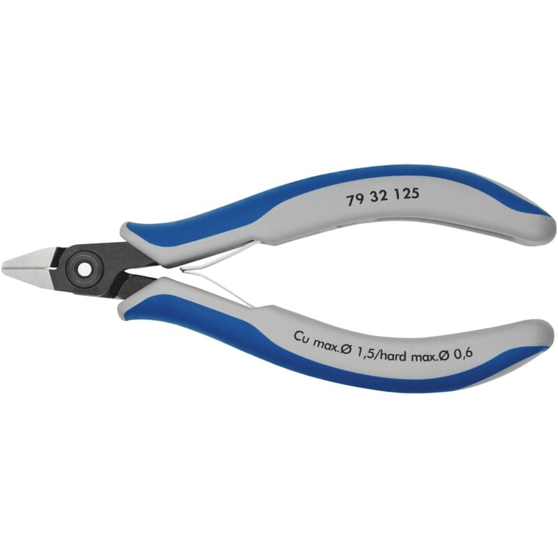 foto del prodotto knipex 79 32 125 tronchese laterale di precisione per elettronica rivestiti in materiale bicomponente brunita 125 mm