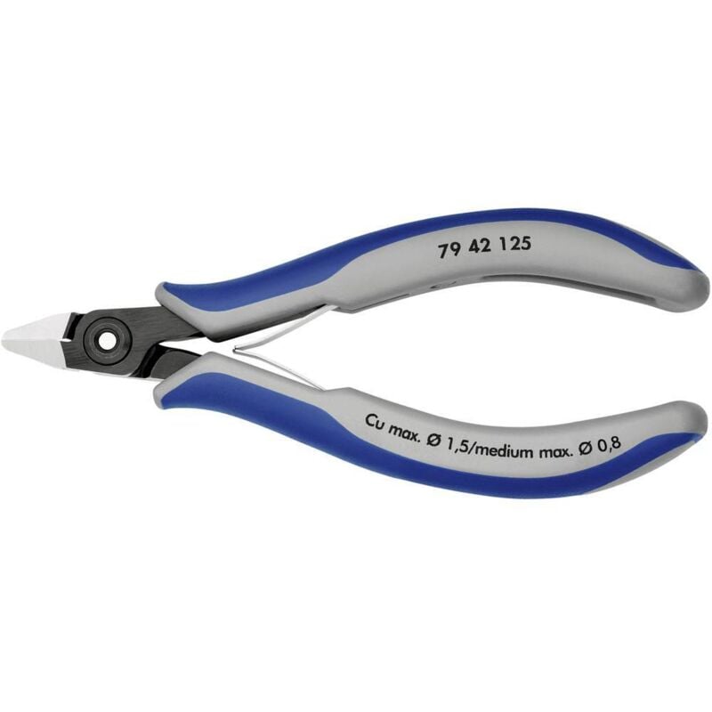 foto del prodotto knipex 79 42 125 elettronica e meccanica di precisione tronchese laterale senza sfaccettature 125 mm
