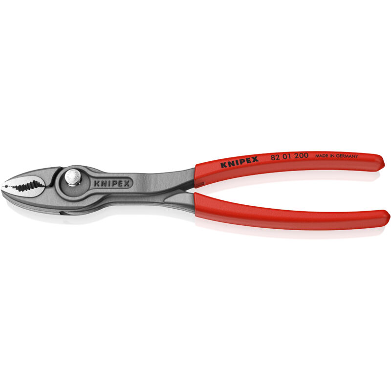 foto del prodotto knipex 82 01 200 twingrip pinza con capacità di presa frontale e laterale rivestita in plastica antiscivolo bonderizzata grigia 200 mm